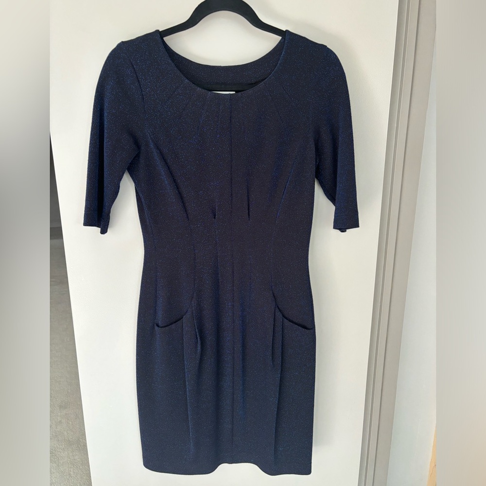 Anthropologie Ganni Navy Sparkle Dress, Size 2